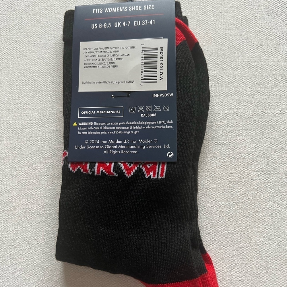 Iron Maiden Crew Socks ~ Women's Sizes 6 - 9.5 ~ One Pair (F1) - Picture 2 of 2
